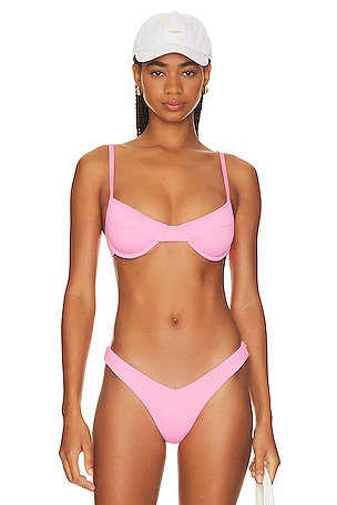 Strapless Bandeau Bikini Top - Bubblegum Pink Ribbed –Kulani Kinis