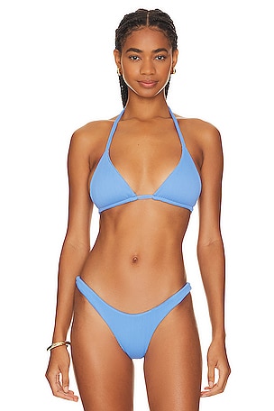 Lurex Padded Triangle Bikini Top Blue – Monica Hansen Beachwear