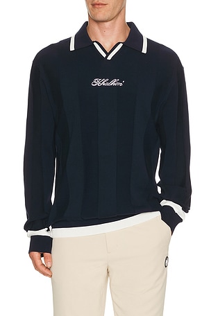 V Tipped Varsity Knit Pullover Polo Khalhon
