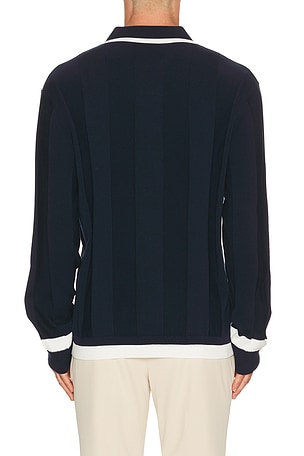 Khalhon V Tipped Varsity Knit Pullover Polo in Navy