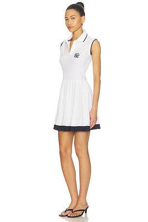 Khalhon Club Trim Pleated Dress in White. Size S. Also