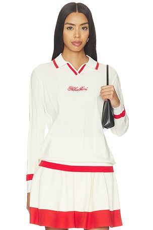 V-tipped Varsity Knit Pullover Khalhon