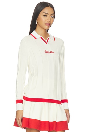 Khalhon V-tipped Varsity Knit Pullover in Cream