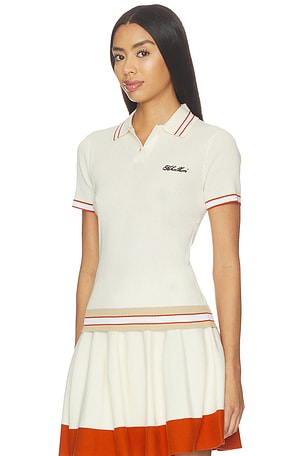 Khalhon Varsity Tipped Rib Polo in Cream