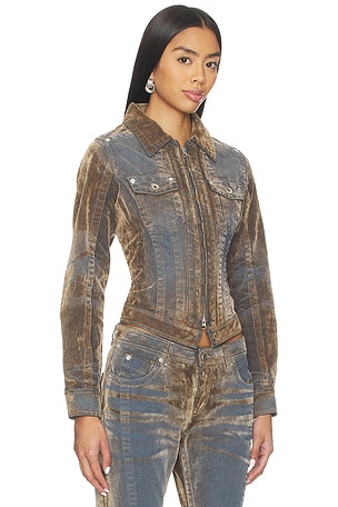 KNWLS Flock Denim Jacket in Denim-Dark. Size UK 8. Also