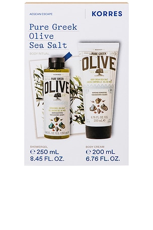 Korres Olive Oil Sea Salt Shower Gel & Body Milk Set in Beauty: NA
