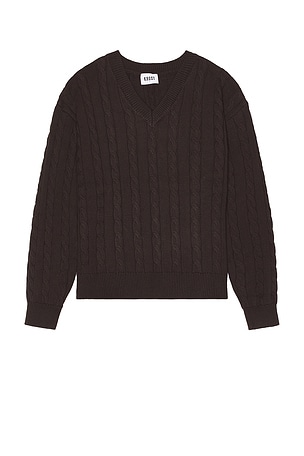 Cable Knit V-neck Sweater KROST