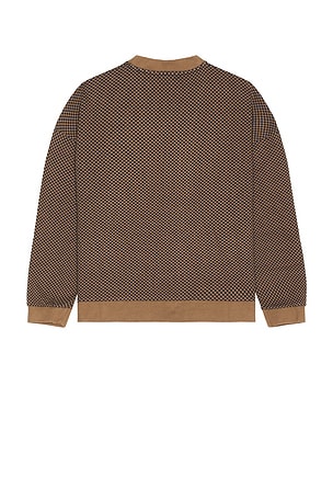 KROST Chevron Jacquard Knit Cardigan in Tan