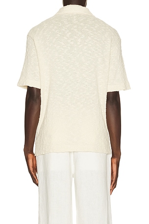 KROST Textured Cotton Knit Polo in White