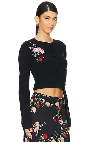 Kitri Carmel Embroidered Cardigan in Black