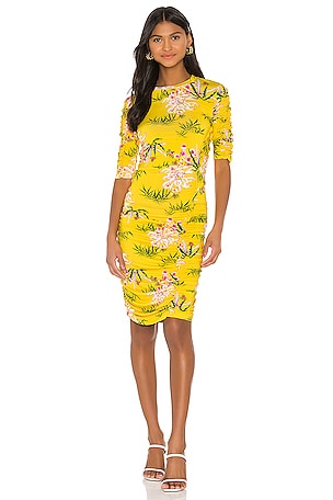 lemon bodycon dress Women's Ribka Midi Dress in Mesh Lemon, XS , Halter Neck , Bodycon , Frill , Asymmetric main image 1