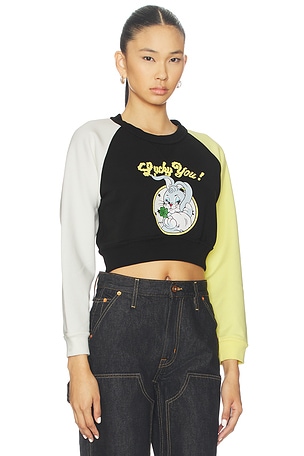 Kenzo Lucky Me Cartoon Cropped Sweatshirt in Black