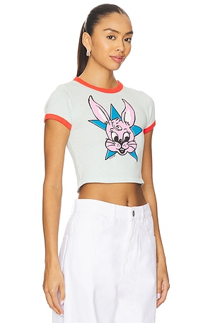 Kenzo Gots Kenzo Lucky Me Cartoon Cropped Ringer T-shirt in Baby Blue. Size XS. Also