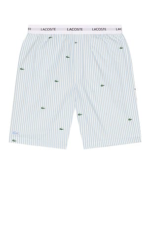 Straight Fit Printed Cotton Pajama Shorts Lacoste