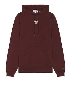 Lacoste Classic Fit Hoodie in Burgundy