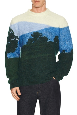 Mountain Graphic Wool Crew Neck Sweater Lacoste