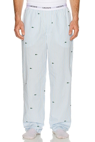 Printed Striped Cotton Pajama Bottoms Lacoste