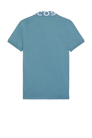 Lacoste Slim Fit Jacquard Collar Stretch Polo in Blue