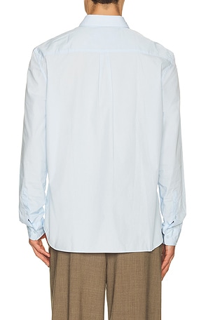 Lacoste Regular Fit Stretch Poplin Shirt in Light Blue in Blue. Size 46. Also