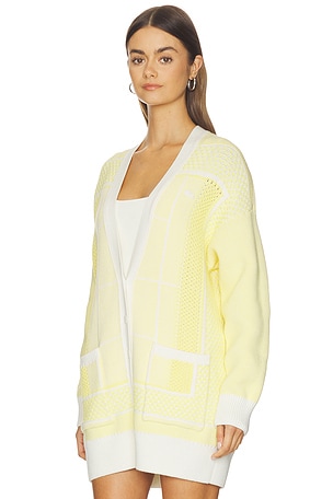 Lacoste Jacquard Graphique Cardigan in Yellow,White