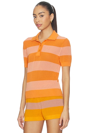 Lacoste top de malla a rayas en color N/Aranja