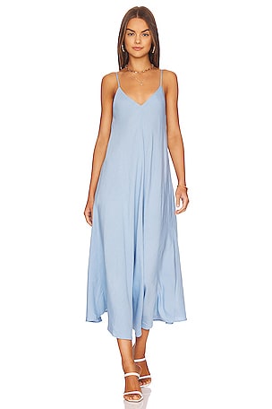 L'AGENCE Lorraine Trapeze Dress in Granite Blue | REVOLVE