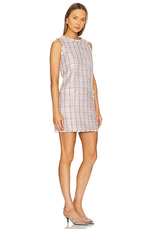 L'AGENCE Florian Tweed Shift Dress in Pink