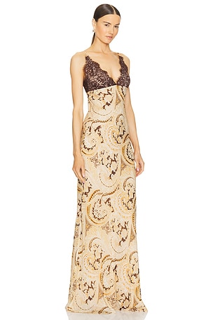 L'AGENCE Susanna Lace Slip Dress in Tan