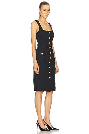 L'AGENCE Idy Button Front Tank Dress in Black