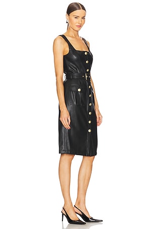 L'AGENCE Idy Button Front Tank Dress in Black