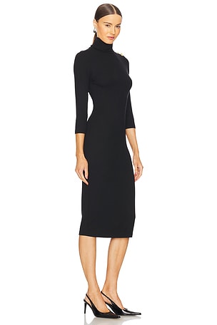 L'AGENCE Voletta 3/4 Sleeve Turtleneck Dress in Black