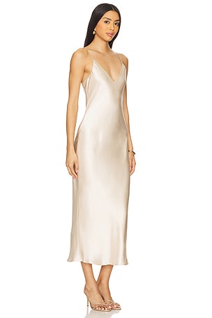 L'AGENCE Seridie Slip Midi Dress in Ivory