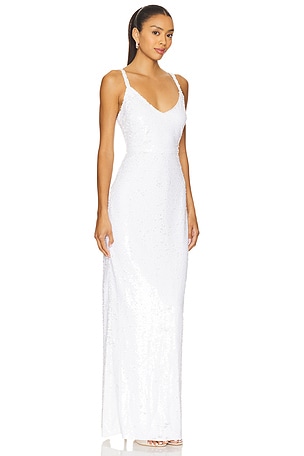 L'AGENCE Karma Sequin Maxi Dress in White