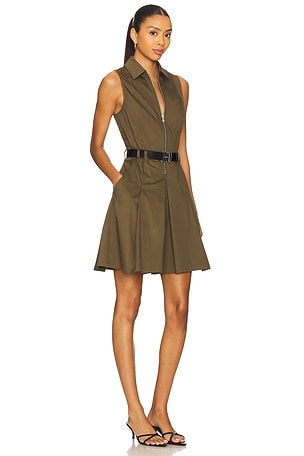 L'AGENCE Sima Shirt Dress in Olive. Size 4. Also