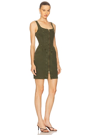 L'AGENCE Jaxyn Corset Zip Dress in Green