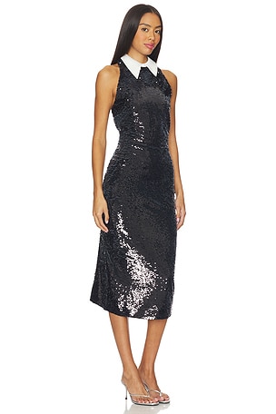 L'AGENCE Lilith Sequin Poplin Dress in Black