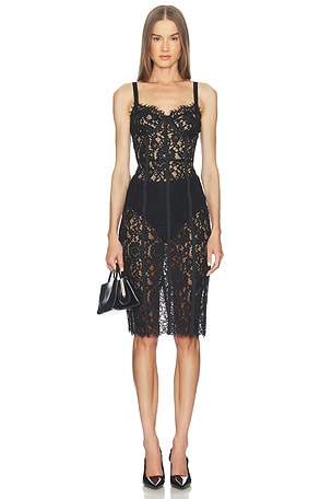 Jennifer Lace Bustier Midi Dress L'AGENCE