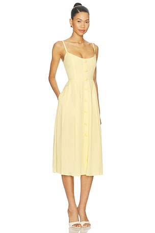 L'AGENCE Reanne Midi Dress in Lemon