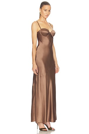 L'AGENCE Sayla Bias Cut Maxi Dress in Taupe