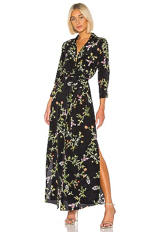 l'agence cameron long shirt dress L'AGENCE Women's Cameron Linen Blend Shirt Midi Dress, Blue Mist