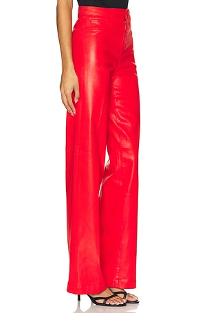 L'AGENCE Clayton High Rise Wide Leg Coated Jeans in Red