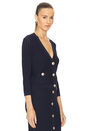 L'AGENCE Irwin Pointle Cropped Cardi in Navy