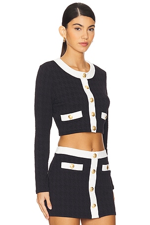 L'AGENCE Adaline Colorblock Chic Swim Cardigan in Black