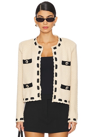 Astor Contrast Trim Cardigan L'AGENCE