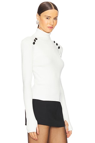 L'AGENCE Reeves Button Detail Turtleneck Sweater in Ivory