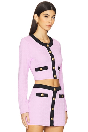 L'AGENCE Adaline Colorblock Chic Swim Cardigan in Lavender