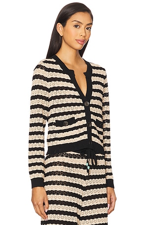 L'AGENCE Orla Knit Cardi in Beige,Black
