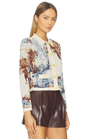 L'AGENCE Osiris Jacquard Collared Cardi in Cream