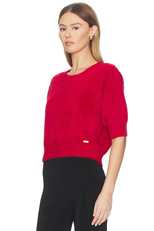 L'AGENCE Guinevere Short Sleeve Crop Crew in Red