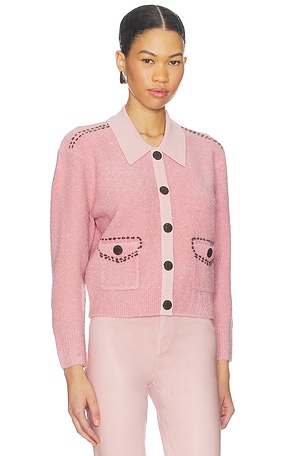 L'AGENCE Poetry Stitch Crop Cardigan in Rose